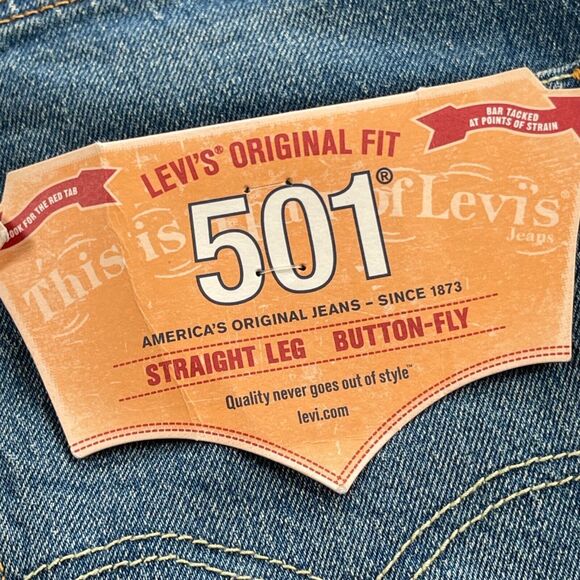 Levi’s Denim Shorts 42 Original 501 10" Button Fly Medium Wash Jorts - Picture 4 of 9